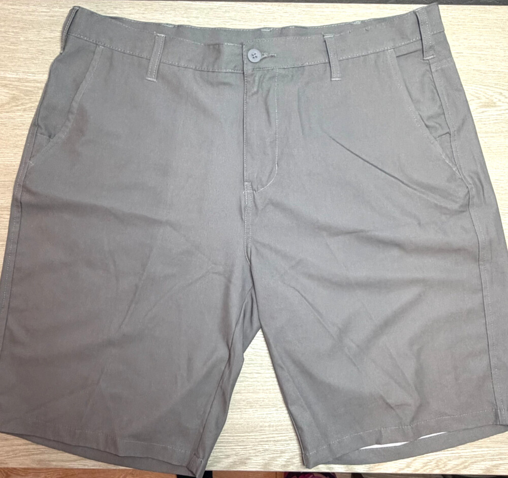 Burnside Twill Bermuda Shorts Men's 38 Khaki Grey 4-Pocket Zip Fly NWOT